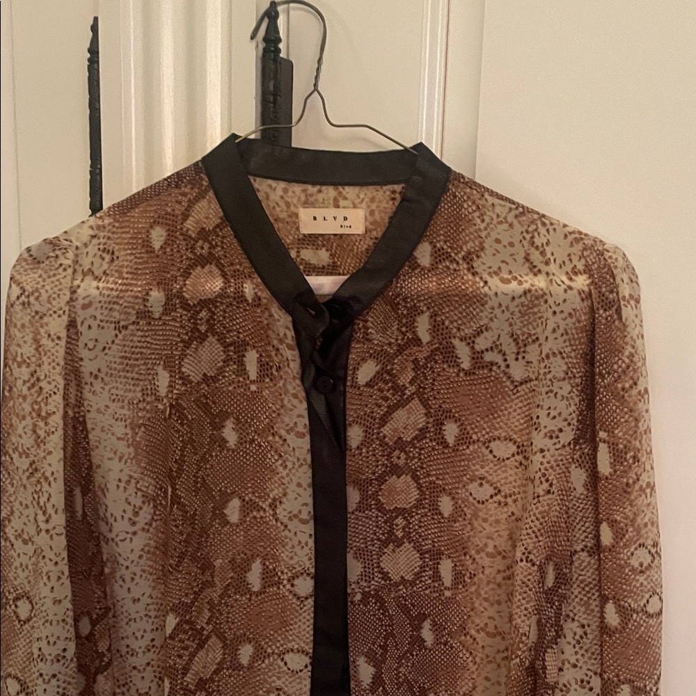BLVD Snake Print Sheer Top - Brown and Black